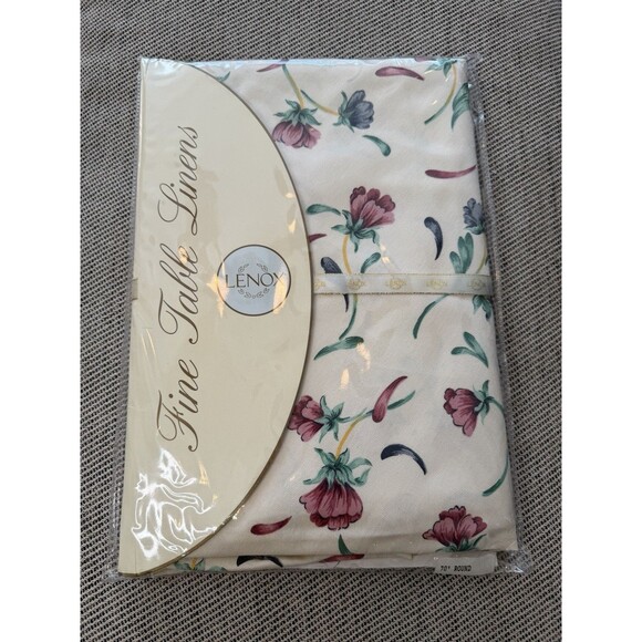 Vintage Lenox Poppies On Blue Poppies Rainbow Tablecloth 70" Round New In Pack - Picture 1 of 4